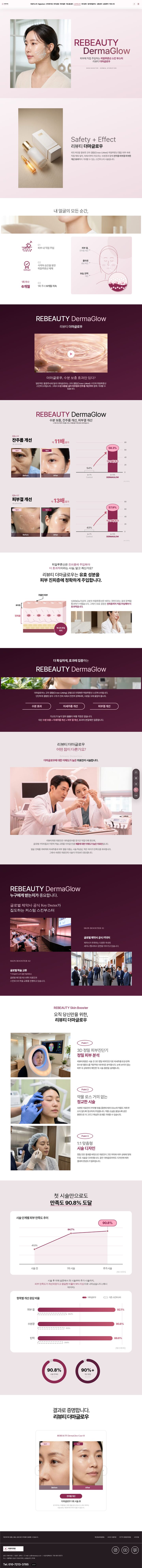 로즈핑크 피부과 스킨부스터 상세페이지 — 얼굴 라인 인포그래픽과 히어로 섹션